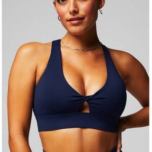 Fabletics Navy Blue Oasis Twist Medium Impact Sports Bra Size XL (12-14)